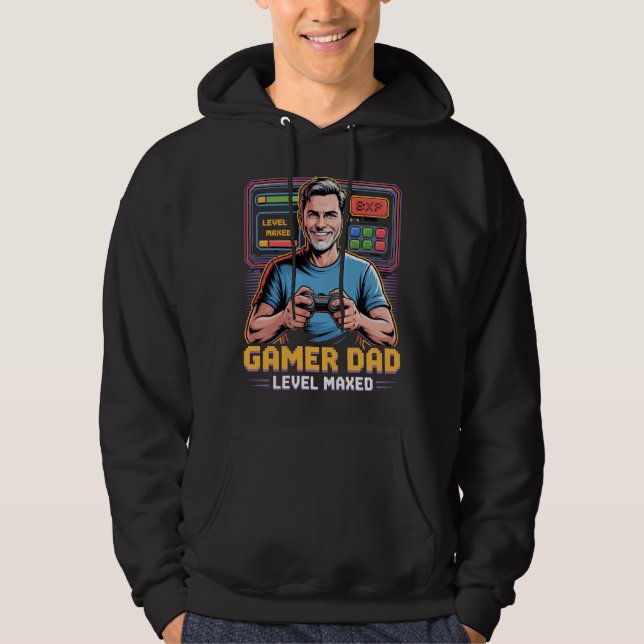 Sudadera Gamer Dad Tshirt Level Maxed for Video Game Lovers (Anverso)