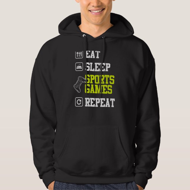 Sudadera Gamer Eat Sleep Deportes Videojuegos (Anverso)