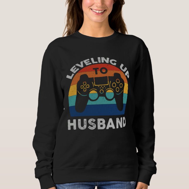 Sudadera Gamer Engagement  Leveling Up To Husband Vintage (Anverso)