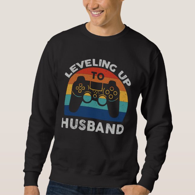 Sudadera Gamer Engagement  Leveling Up To Husband Vintage (Anverso)