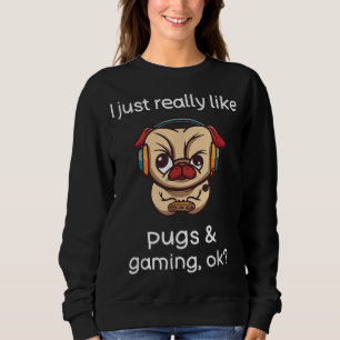 Sudadera Gamer Funny Pug Lover Videojuegos Perro Pug Gaming
