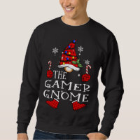 Gamer Gnome Red Plaid Matando Navidades de familia