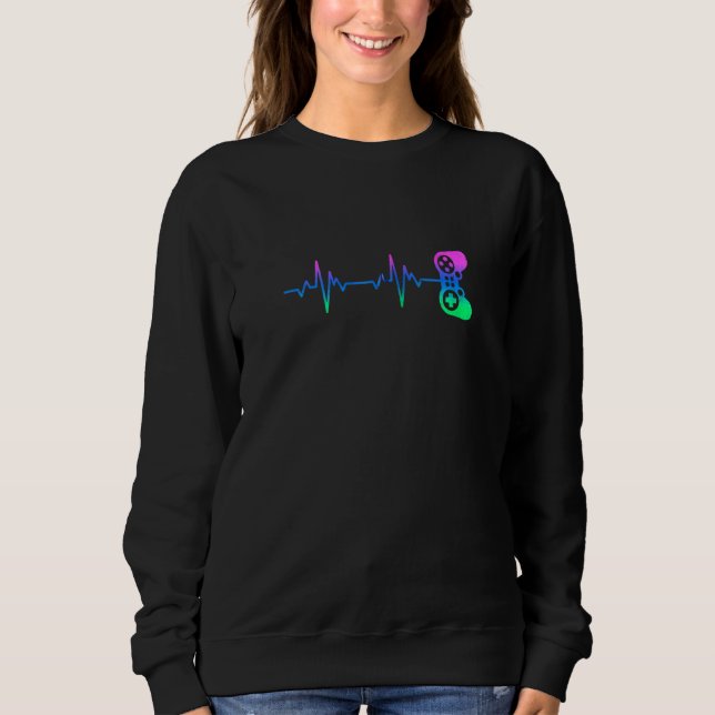 Sudadera Gamer Heartbeat Video Game Controller Nerdy Gamer (Anverso)
