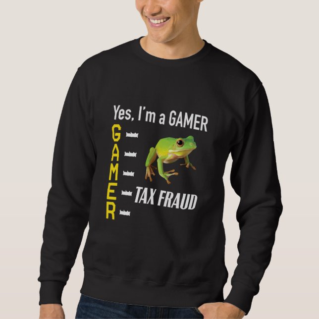Sudadera Gamer Meme Commit Tax Fraud Frog Weird Oddly Speci (Anverso)