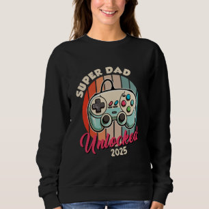 Sudadera Gamer SUPER DAD UNLOCKED 2025 Funny Dad Vintage