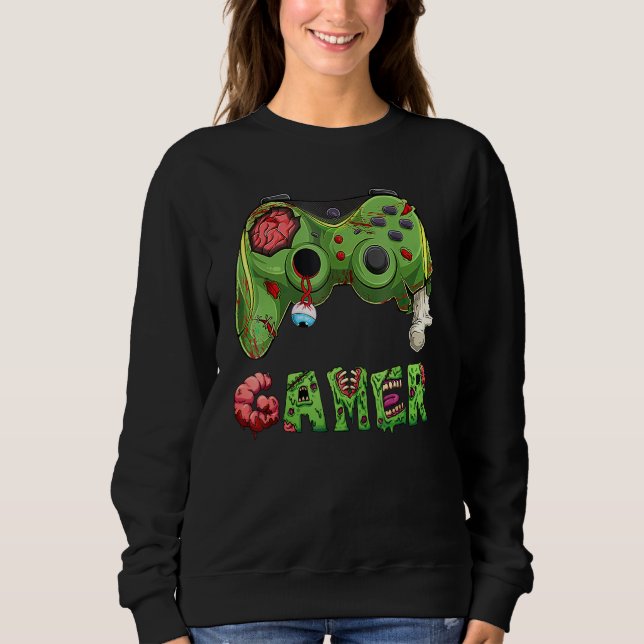 Sudadera Gamer Zombie Video Game Player Controller Hallowee (Anverso)