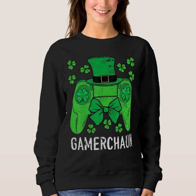 Sudadera Gamerchaun Irish Gamer Paddys Hombres Niños St Pat (Anverso)