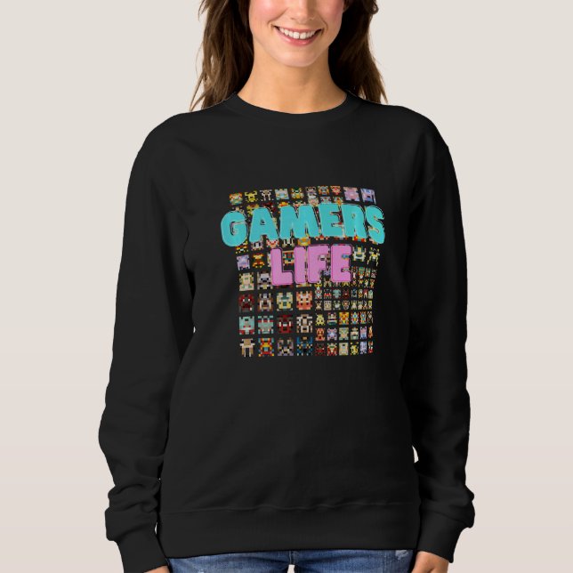 Sudadera Gamers Life Sprites Pixel Gamer Video Gaming (Anverso)