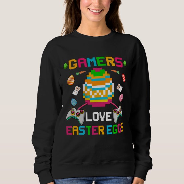 Sudadera Gamers Love Easter Eggs Easter Day For Teens Boys (Anverso)