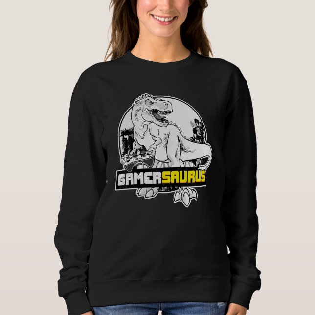 Sudadera Gamersaurus Gamer Dinosaur Video Game Gaming (Anverso)