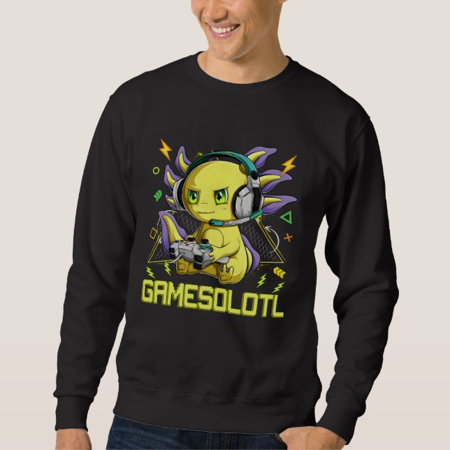Sudadera Gamesolotl Axolotl Cute Playing Video Game (Anverso)