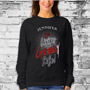 Sudadera Ganador del Monograma Rojo Moderno Viviendo La Vid