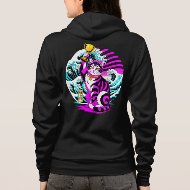 Sudadera  Ganador Gato Campeón Ola Japonesa Amante de los G (Reverso)