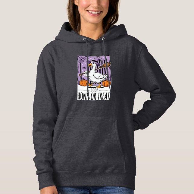 Sudadera Ganso de Bruja de Halloween Honk o Tratar (Anverso)