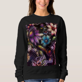 Sudadera Garden Kitty Cat Floral Abstract Personalized