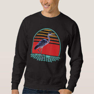 Sudadera garza azul vintage puesta de sol Garza Ave Acuátic