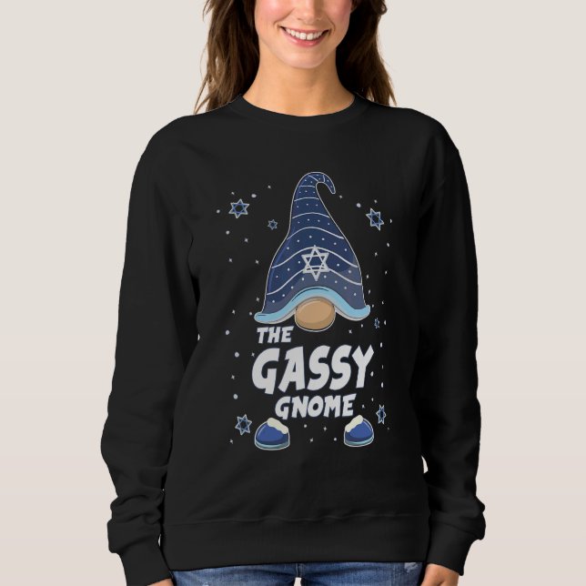 Sudadera Gassy Gnome  Hanukkah Family Matching for men wome (Anverso)