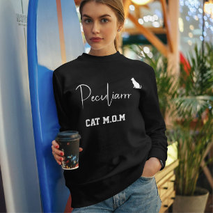 Sudadera Gata personalizada mamá minimalista escritura en n
