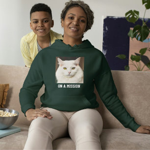 Sudadera Gata Personalizada Mamá Profundo Bosque Texto Blan