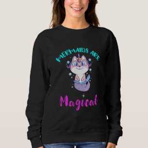 Sudadera Gata Sirena Mar Mágico Coral Concha de Sirena Pa