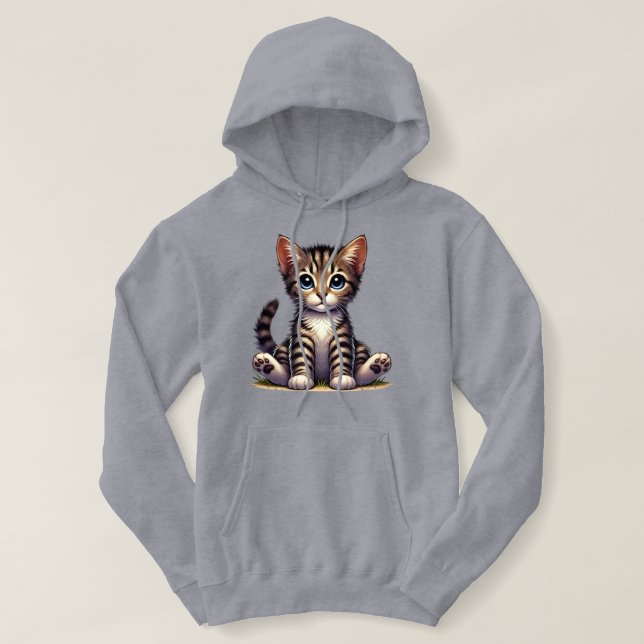 Sudadera Gatito Adorable De Tabby Con Ojos Azules (Diseño del anverso)