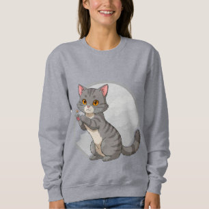 Sudadera Gatito Atigrado Gris Adorable