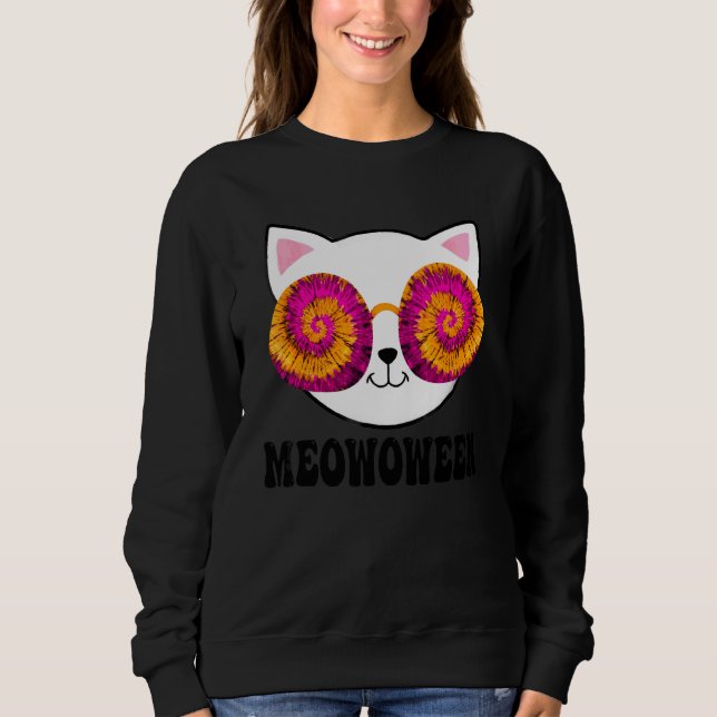 Sudadera Gatito de Halloween Tie Dye Espeluznante (Anverso)
