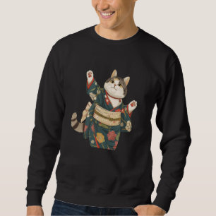Sudadera Gatito de la Vintage de la Flor A japonés tradicio