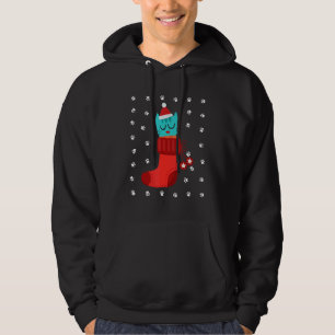 Sudadera Gatito En Sock Humor Feo Navidades Gato Paws Nieve