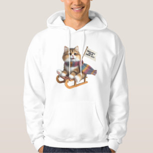 Sudadera Gatito Esponjoso Día de Nieve en Trineo, Gato Lind
