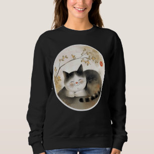 Sudadera Gatito floral vintage retro Mascota japonés de art