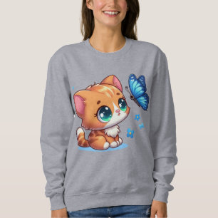 Sudadera Gatito/Gato lindo & mariposa 