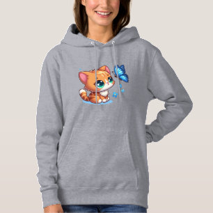 Sudadera Gatito/gato lindo y mariposa 