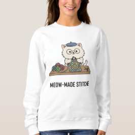 Sudadera Gatito Juguetón Tejiendo Puntos Coloridos Gráficos