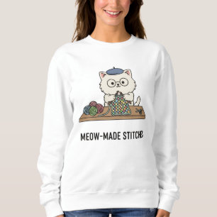 Sudadera Gatito Juguetón Tejiendo Puntos Coloridos Gráficos