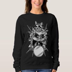 Sudadera Gatito Kitty Gato Baterista Con Gafas De Sol Tocan