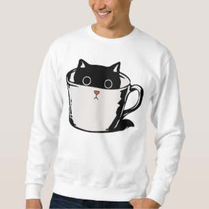Sudadera Gatito negro con nariz roja escondido en una taza
