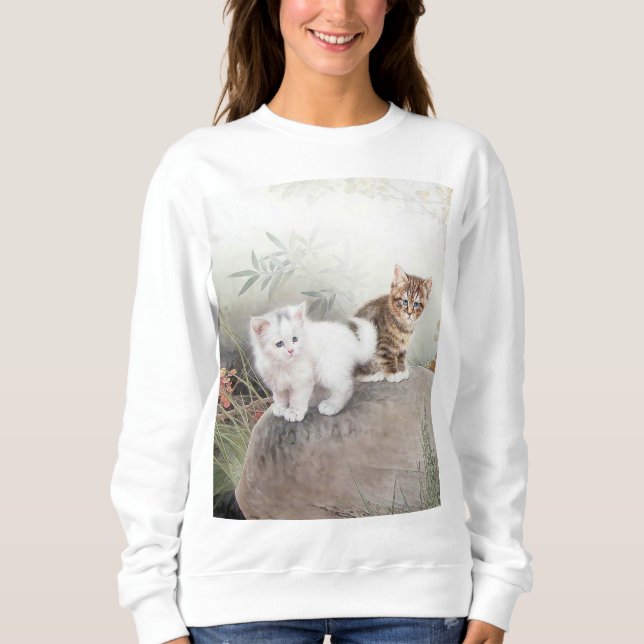 Sudadera Gatitos chinos del arte dos del gato (Anverso)
