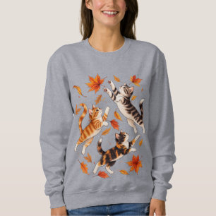Sudadera Gatitos de otoño y hojas de arce que caen