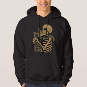Sudadera Gato abrazando esqueleto – Regalo para amantes de