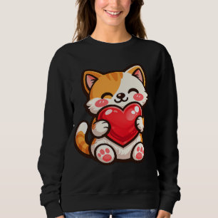 Sudadera Gato Adorable Corazón – Gato Kawaii Abrazando Cora