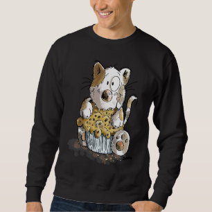 Sudadera Gato Adorable Disfrutando de un Muffin o Pastel de