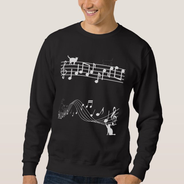Sudadera Gato Adorable Gatito Tocando Nota Musical Clave Mú (Anverso)