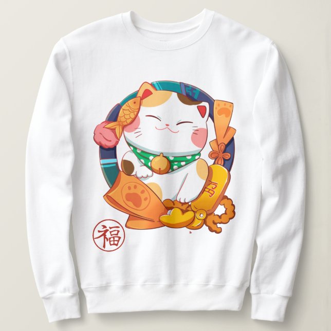 Sudadera Gato afortunado (Anverso del diseño)