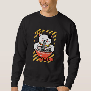 Sudadera Gato Afortunado Adorable de Japón Comiendo Ramen