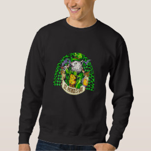 Sudadera Gato afortunado Leprechaun Arcoiris Shamrock St Pa