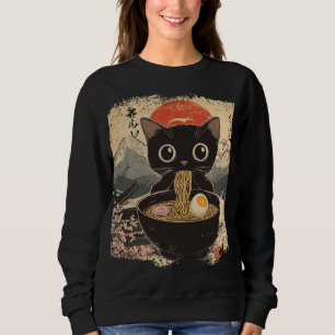 Sudadera Gato animado comiendo Ramen Amantes del Anime al e
