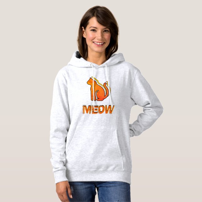 Sudadera Gato, animal Naranja y amarillo, arte pop abstract (Anverso completo)