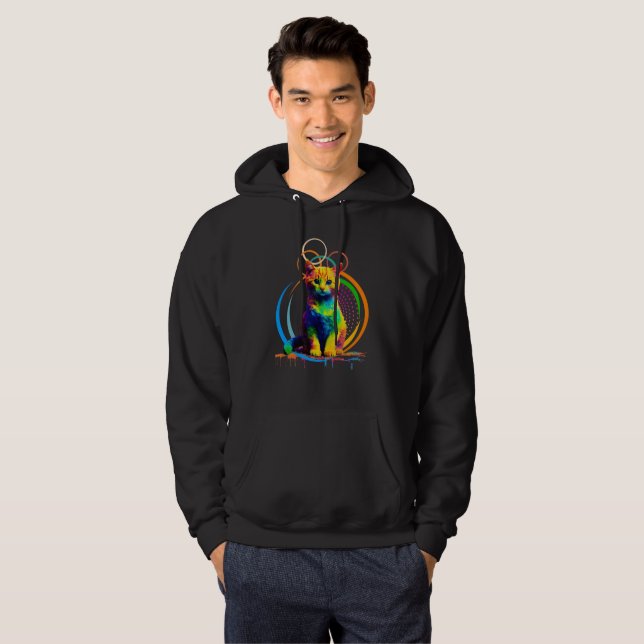 Sudadera Gato arcoiris - Arte de gato colorido y divertido (Anverso completo)