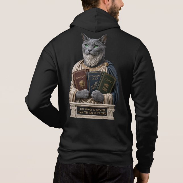 Sudadera Gato Aristoteles Azul Ruso (Reverso)